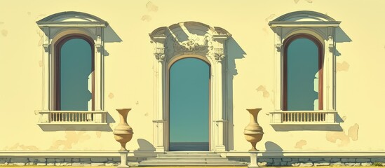 Fototapeta premium Stunning Italian Renaissance Palace Wall With Window