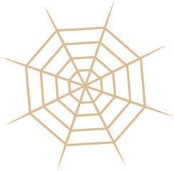 Simple spider web is catching insects on white background