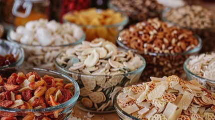 Fototapeta premium Organic Snacks: Crafted from non-GMO, natural ingredients, these snacks provide a nutritious alternative to conventional options, promoting health and environmental sustainability. 