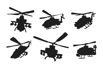 Flying helicopter silhouette illustration, Vector air plane © Ikmalia