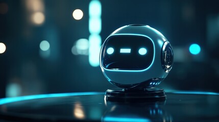 Fototapeta premium A floating chat bot icon on a sleek modern website, offering AI-powered customer support with instant replies