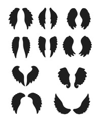 Flying wings silhouette illustration, Vector air flap