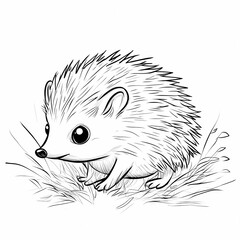 Obraz premium Cute hedgehog coloring page for kids, ideal for creative learning fun.