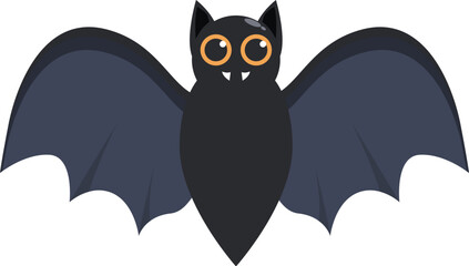 Charming cartoon bat with big eyes and a friendly grin, flapping its wings