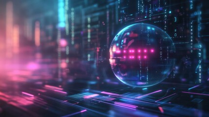 A virtual assistant chat bot symbol with futuristic digital effects, symbolizing AI communication technology