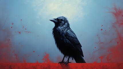 Fototapeta premium raven on the wall