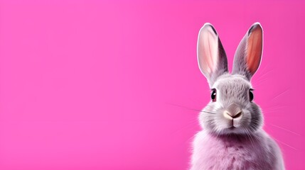 Obraz premium white rabbit on pink background