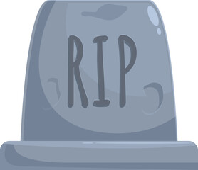 Cartoon headstone with the inscription rip resting in a cemetery