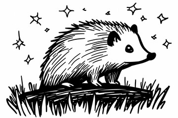 Obraz premium Cute hedgehog coloring page for kids, ideal for creative learning fun.