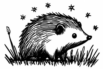 Obraz premium Cute hedgehog coloring page for kids, ideal for creative learning fun.
