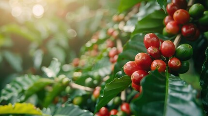 Obraz premium Organic Coffee: Sourced from beans grown without synthetic pesticides, this coffee delivers a robust flavor and supports eco-friendly farming for a pure, sustainable choice. 