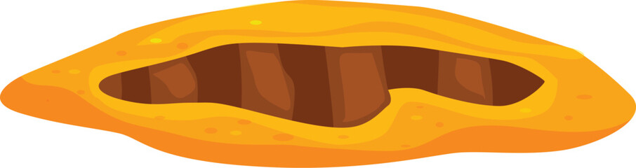 Big animal trap pit with open entrance covered by leaves is waiting for its victim