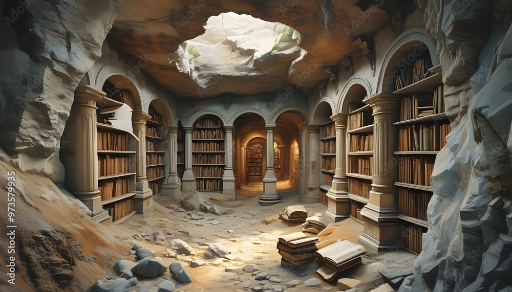 Wall mural underground library safeguarding the lost wisdom of ancient civilizations