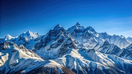 Obraz premium Snow covered mountain peaks standing tall against a clear blue sky , winter, cold, majestic, landscape, nature, snow-capped