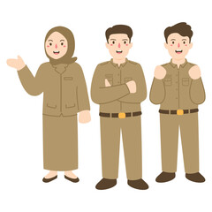 civil servants in indonesia wearing work uniforms