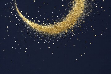 Obraz premium Elegant Midnight Motif with Gold Particles and Captivating Stars on Dark Navy Canvas