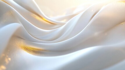 Fototapeta premium Abstract background of white silk fabric with golden sparkles.