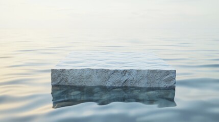 A white stone platform is floating on the water.