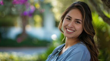 hispanic Pretty woman smiling nurse model background png file