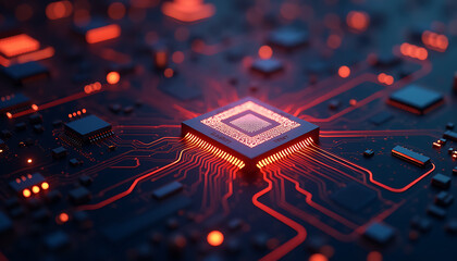 Technology of electronic chip manufacturing.Futuristic, modern illustration. Innovative technologies
