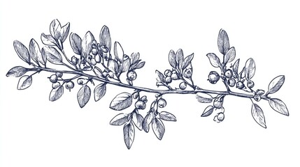 Line art illustration of the Common Barberry in Chinese featuring a hand drawn design The botanical name is Berberis vulgaris L