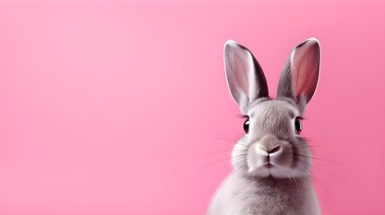 Obraz premium white rabbit on pink background