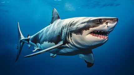 great white shark in the sea