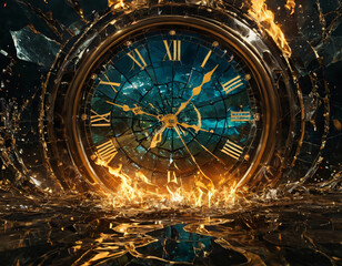 Obraz premium abstract ice clock destruction and time