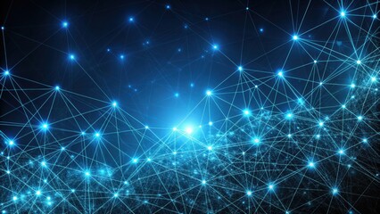 Sky blue networking lines on a galaxy-like dark background for logistics communications, logistics, communications