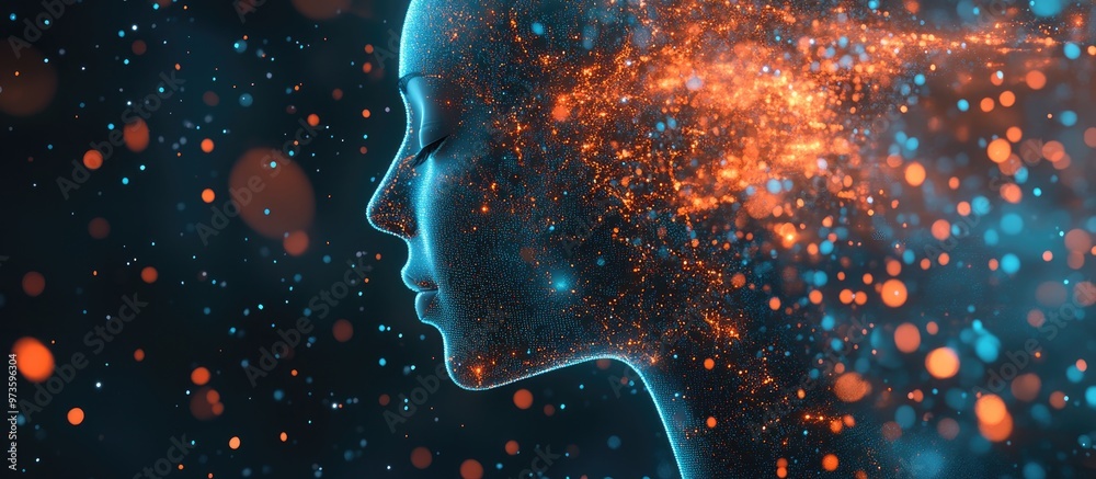 Poster ai and artificial intelligence concept represented through a 3d rendering showcasing innovative tech