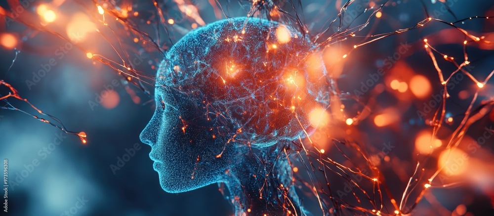 Poster abstract representation of artificial intelligence technological web backdrop virtual concept visual