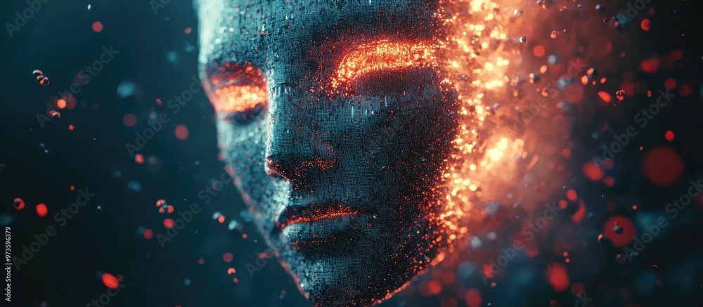 Aufkleber algorithmic face for identification futuristic innovations abstract head design ai constructed from 