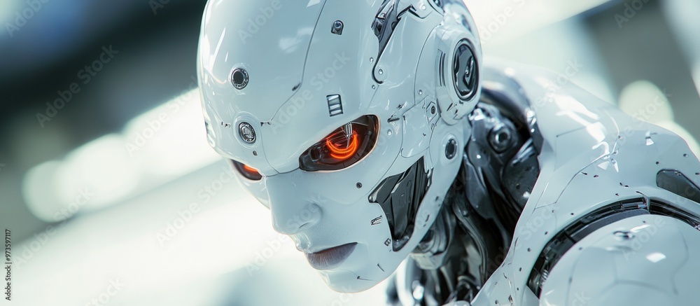 Poster furious 3d rendering of a cyborg character