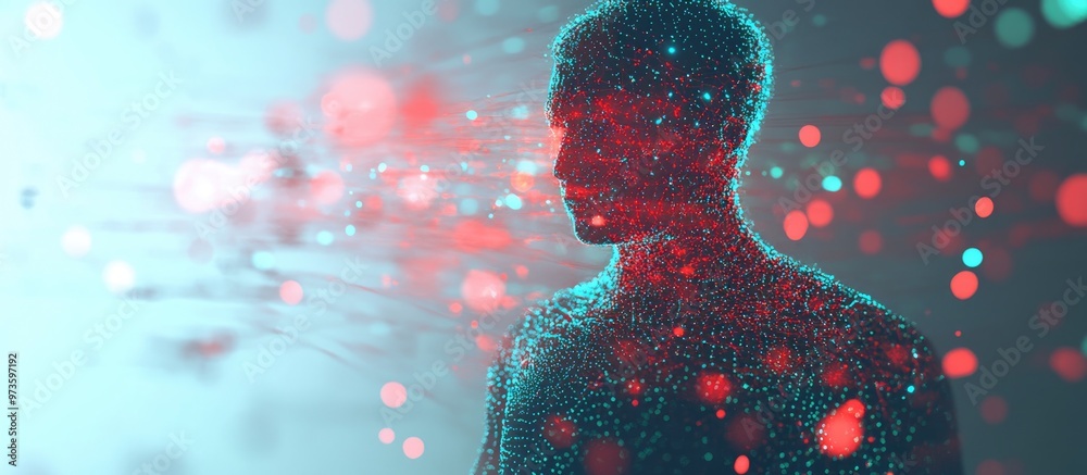 Poster human figure on a light backdrop showcasing artificial intelligence in a 3d render