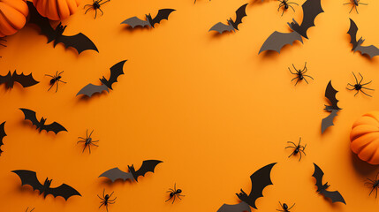 Fototapeta premium halloween background with pumpkin and bats