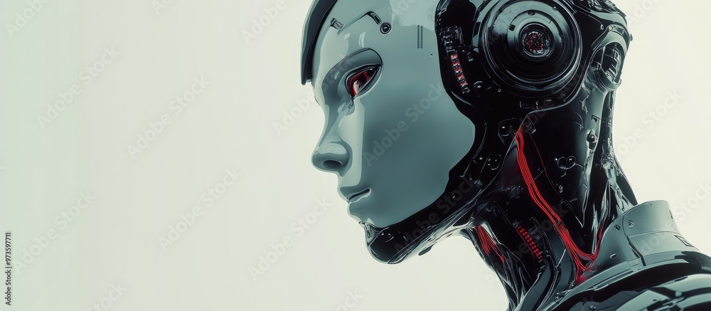 Aufkleber ai robot head from side view showcasing advanced technology and smart design representing a concept 