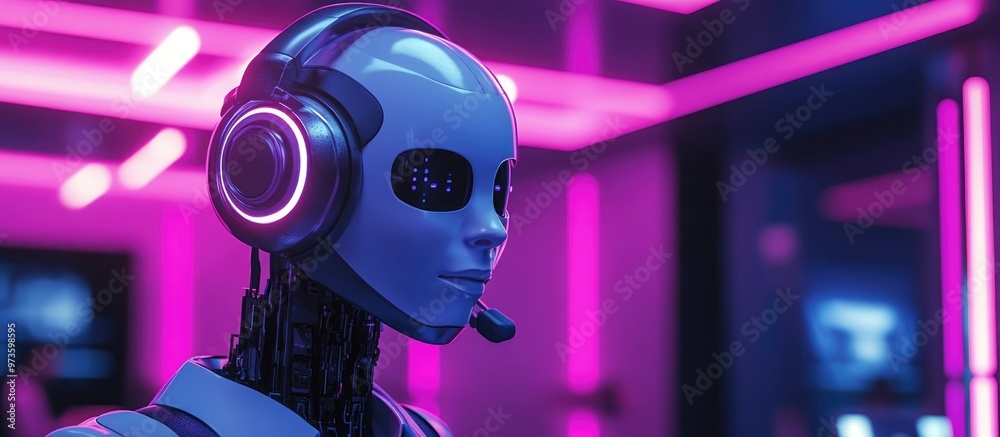 Poster business professional utilizing smart technology to enhance productivity focusing on ai learning and