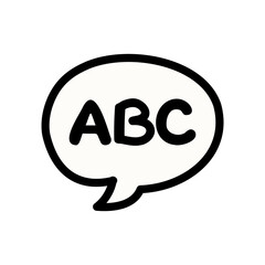 Hand drawn ABC alphabet speech bubble icon. Education, language learning concepts. Colored outline vector design isolated illustration.