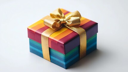 Obraz premium Colorful gift box with ribbon isolated at white background