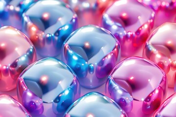 Stunning arrangement of reflective metal spheres and cubes in vibrant colors