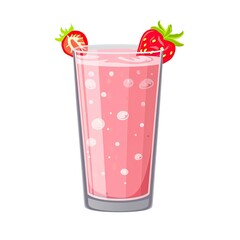 Glass of strawberry smoothie icon isolated on a white background 
