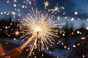 Captivating Sparkler Blaze with Swirling Sparks and Light Magic Overlay