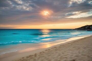 Breathtaking Sandy Beaches and Crystal Clear Waves Under Enchanting Evening Glow