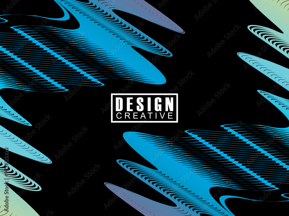 Fototapete futuristic abstract technology shining rainbow light lines on black background modern wave line patt