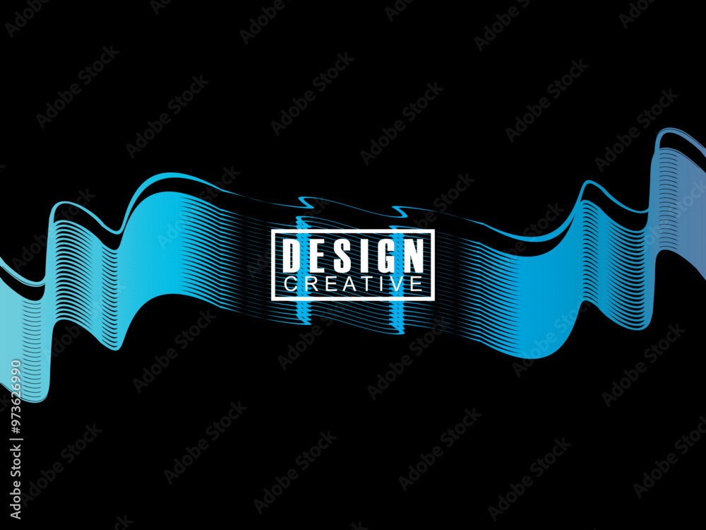 Fototapete futuristic abstract technology shining rainbow light lines on black background modern wave line patt