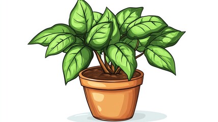 Obraz premium A vibrant green plant in a terracotta pot, perfect for home decor or gardening themes.