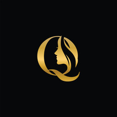 Letter Q beauty women face logo design, Q beauty logo