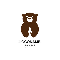 Bear and Rocket Animal Logo
