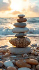 Fototapeta premium balancing art of piles of stones
