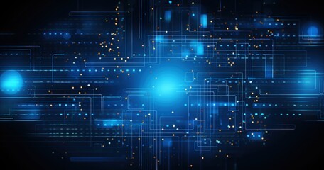 Fototapeta premium Abstract digital background featuring glowing lines and dots, representing technology and connectivity.